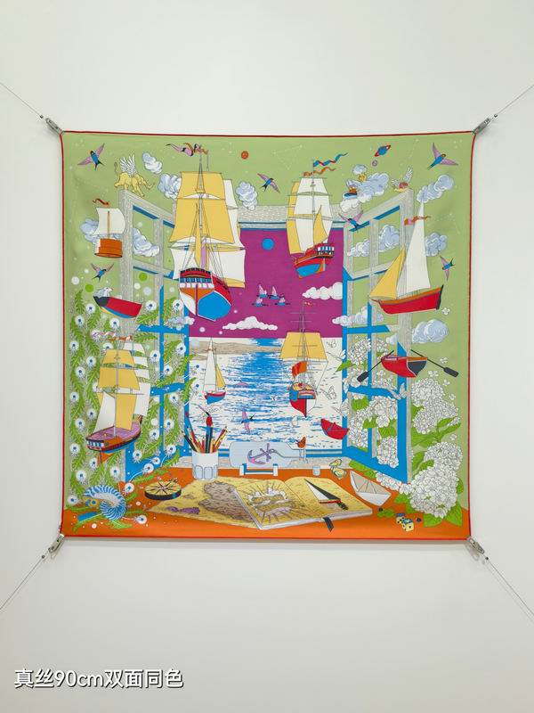 Hermes silk scarf 90X90cm E55 (8)