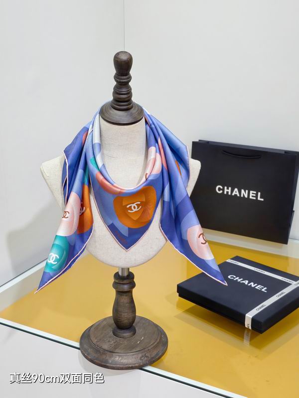 Chanel silk scarf 90X90cm E50 (11)