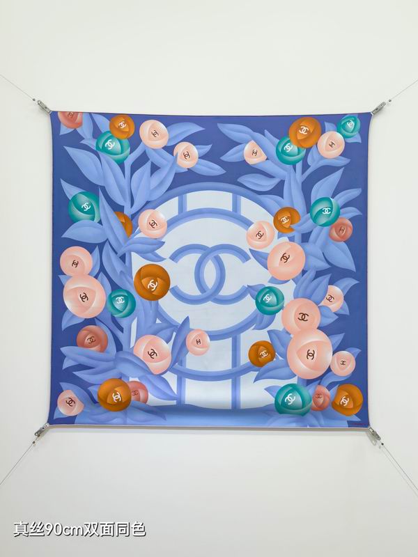 Chanel silk scarf 90X90cm E50 (18)
