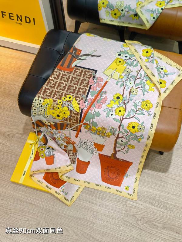 Fendi Silk Scarf 90X90cm E36 (23)