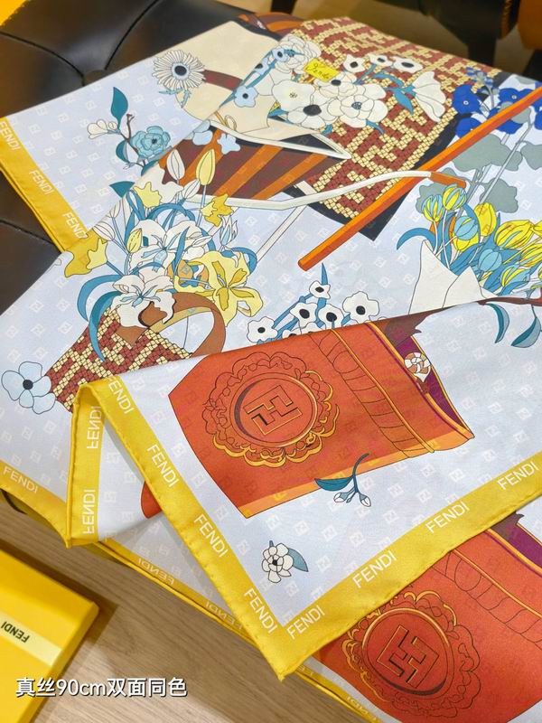 Fendi Silk Scarf 90X90cm E36 (4)