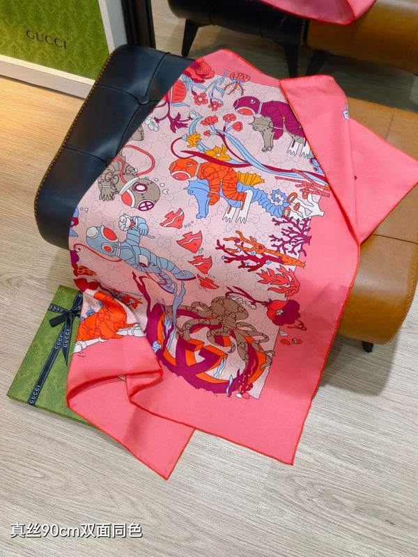 Gucci silk scarf 90X90cm E52 (6)