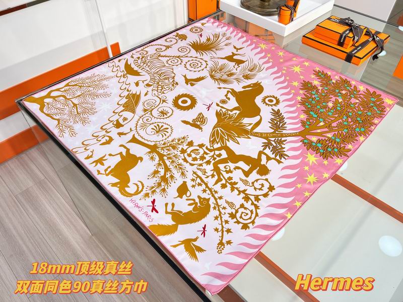 Hermes Silk Scarf 90X90cm E02 (27)