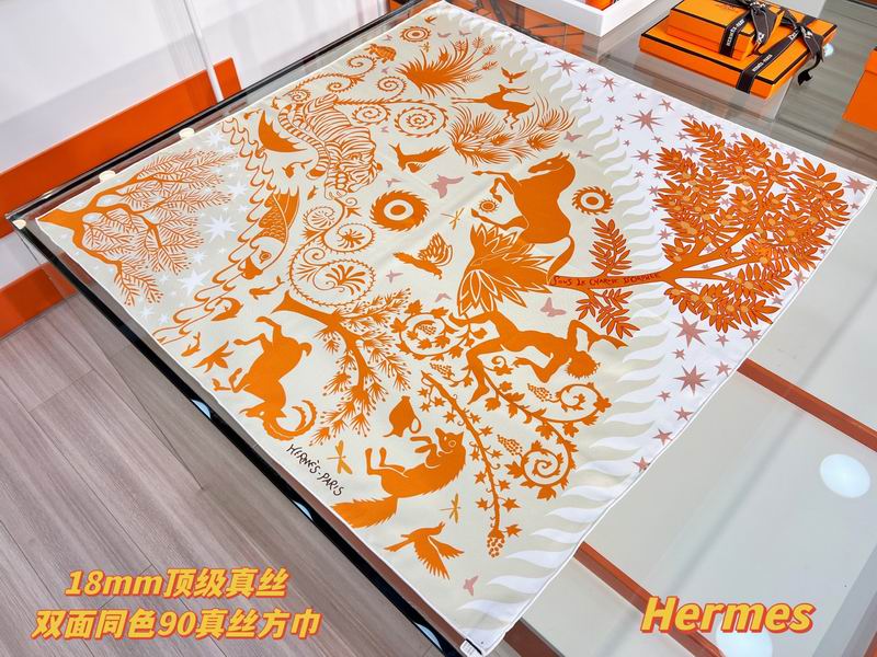 Hermes Silk Scarf 90X90cm E02 (9)