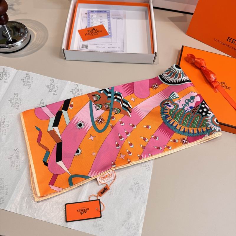 Hermes Silk Scarf 90X90cm E06 (7)