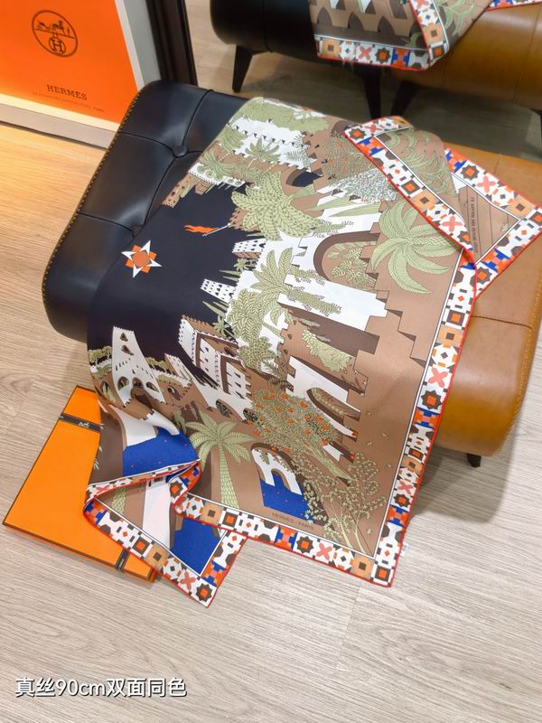 Hermes Silk Scarf 90X90cm E07 (15)