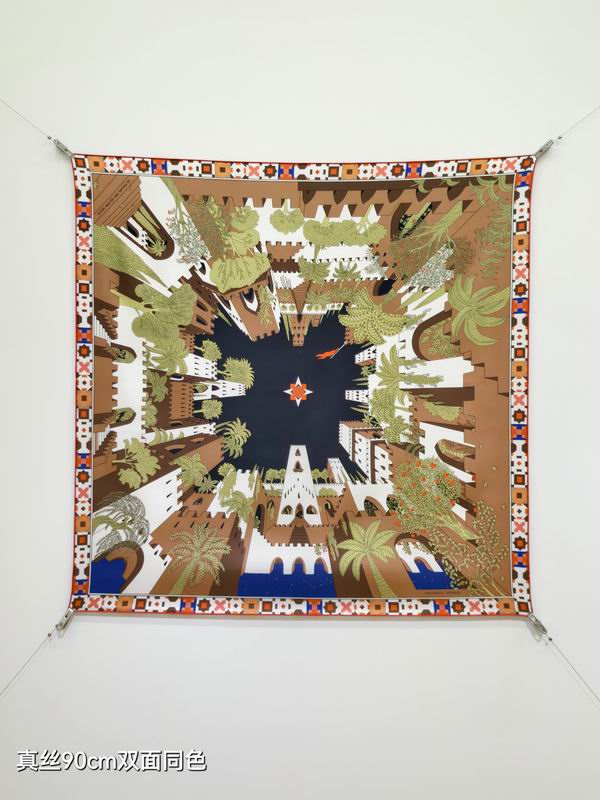 Hermes Silk Scarf 90X90cm E07 (17)