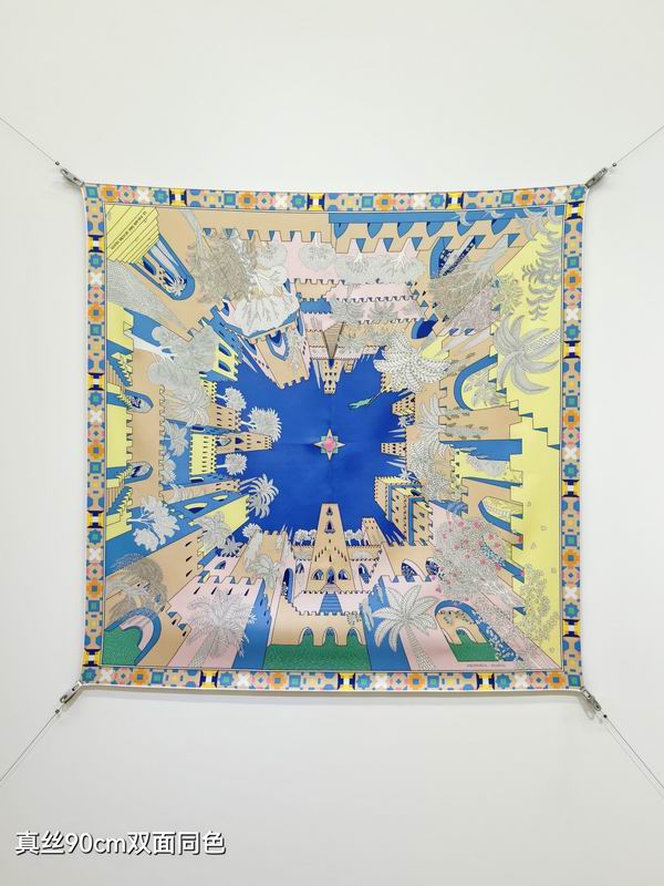 Hermes Silk Scarf 90X90cm E07 (8)