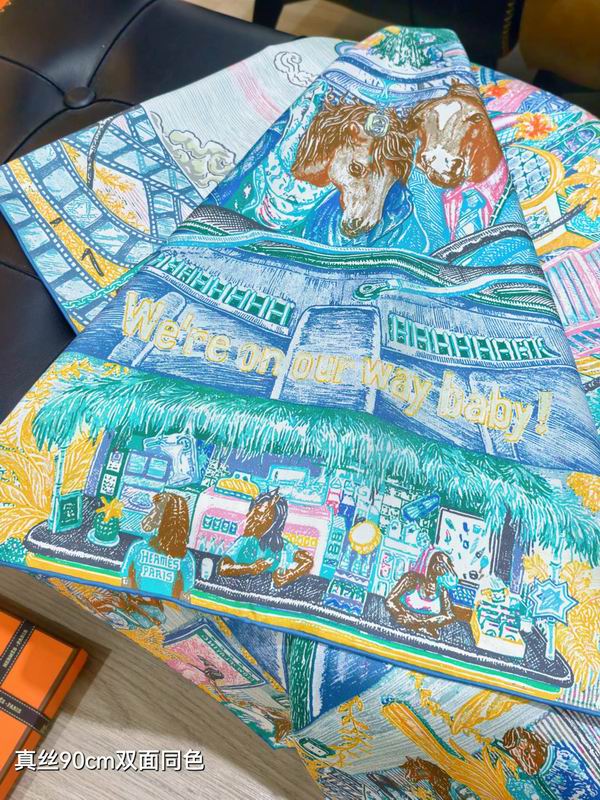 Hermes silk scarf 90X90cm E27 (14)