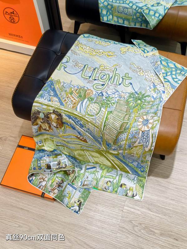 Hermes silk scarf 90X90cm E27 (33)