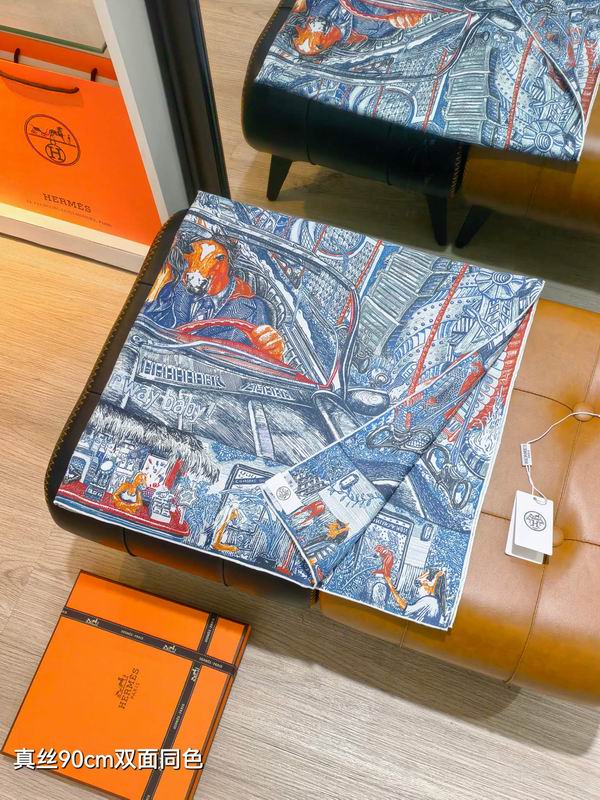 Hermes silk scarf 90X90cm E27 (7)
