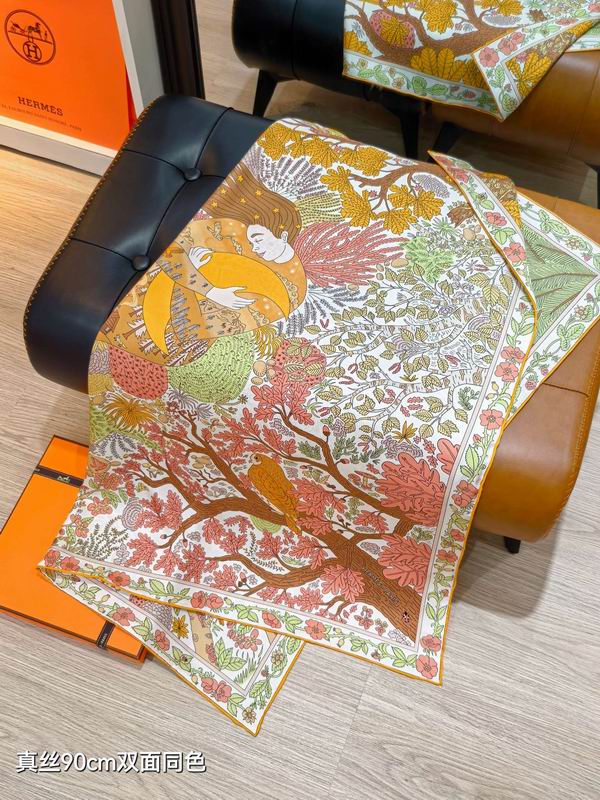 Hermes silk scarf 90X90cm E44 (16)