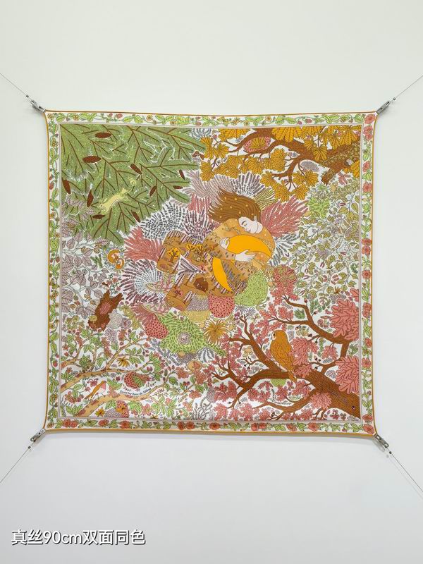 Hermes silk scarf 90X90cm E44 (18)