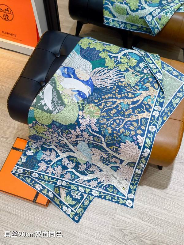Hermes silk scarf 90X90cm E44 (26)