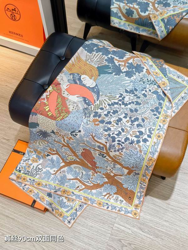 Hermes silk scarf 90X90cm E44 (6)