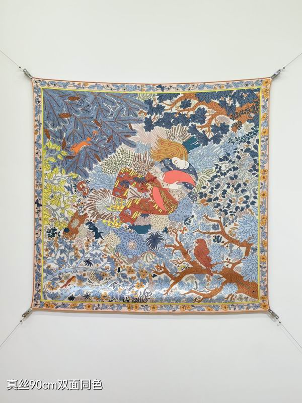 Hermes silk scarf 90X90cm E44 (8)