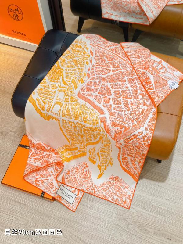 Hermes silk scarf 90X90cm E58 (15)