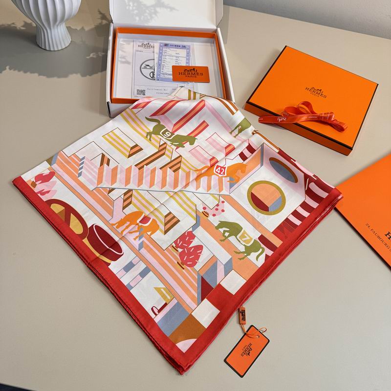 Hermes silk scarf hm (325)