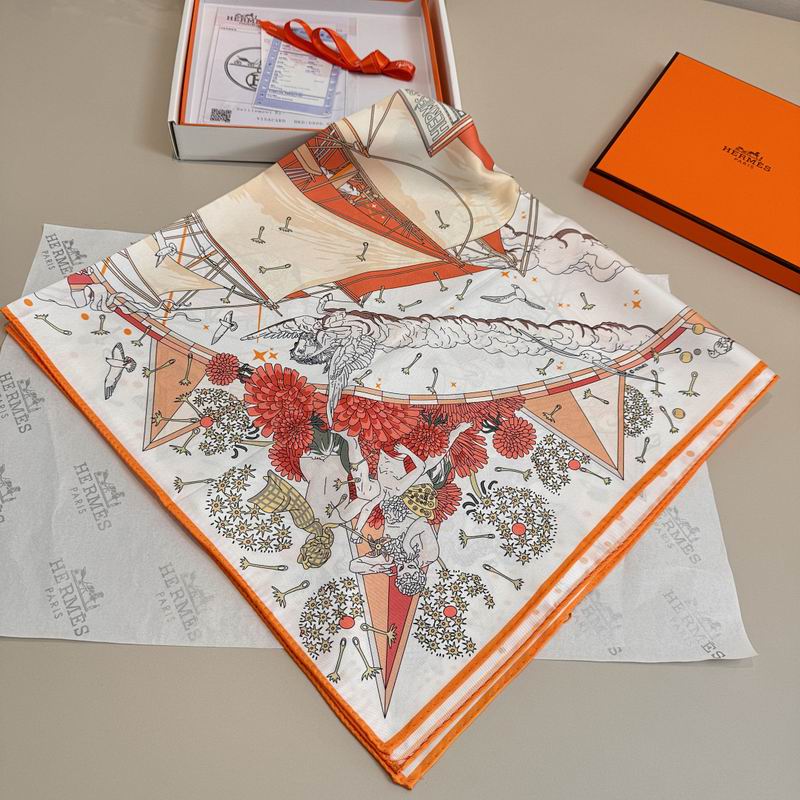 Hermes silk scarf hm (355)