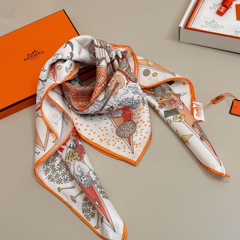 Hermes silk scarf hm (356)
