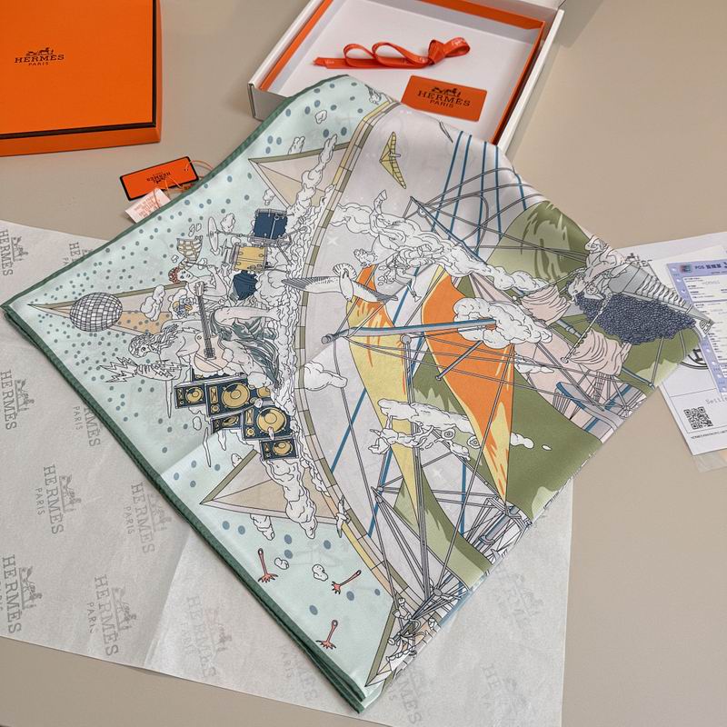 Hermes silk scarf hm (358)