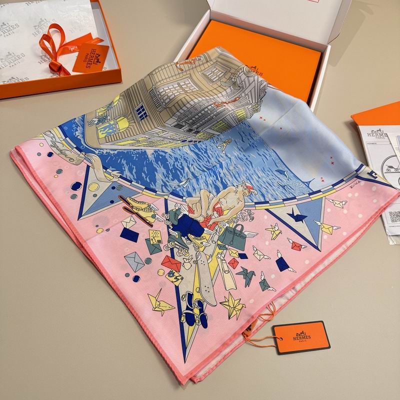 Hermes silk scarf hm (361)