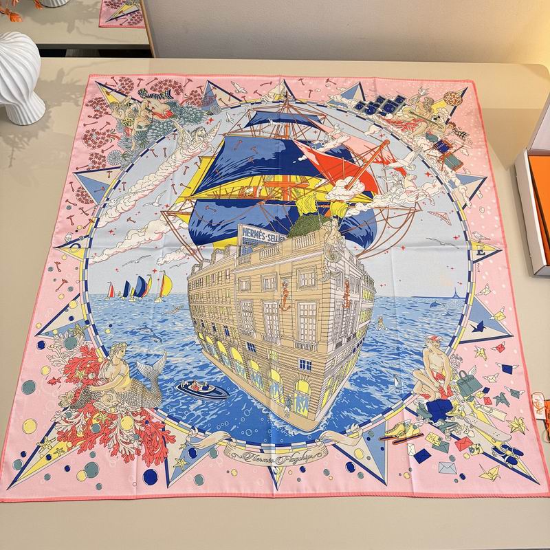 Hermes silk scarf hm (363)