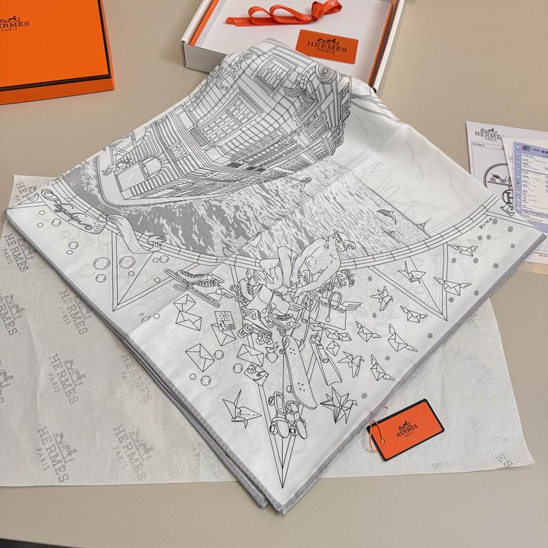 Hermes silk scarf hm (364)