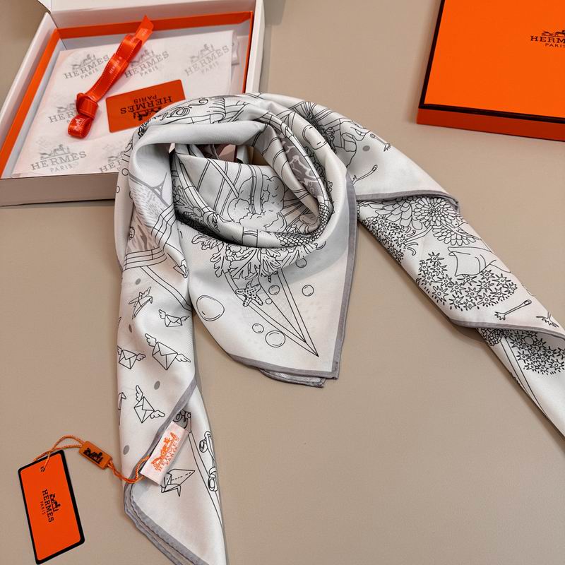 Hermes silk scarf hm (365)