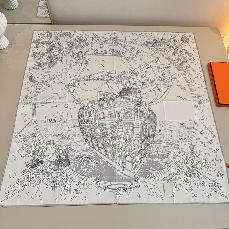 Hermes silk scarf hm (366)