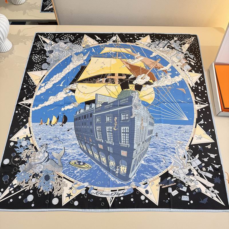 Hermes silk scarf hm (369)