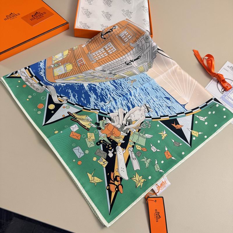 Hermes silk scarf hm (370)