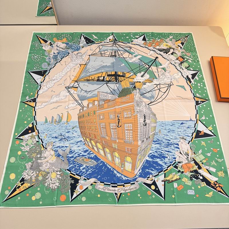 Hermes silk scarf hm (372)