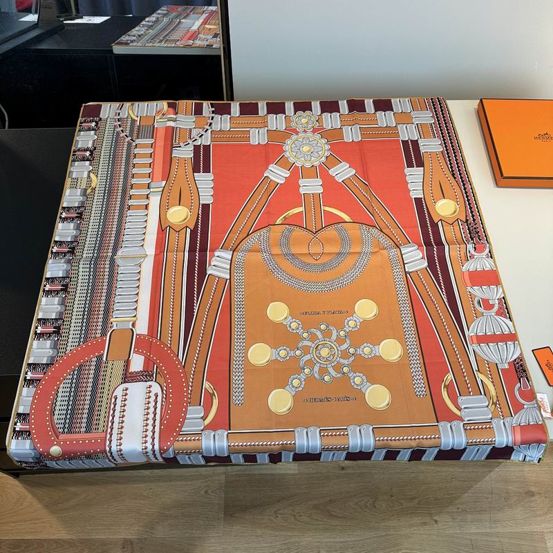 Hermes silk scarf hm (382)