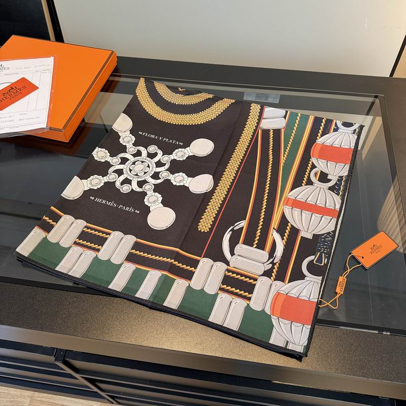 Hermes silk scarf hm (383)
