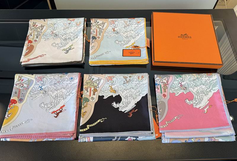 Hermes silk scarf hm (389)