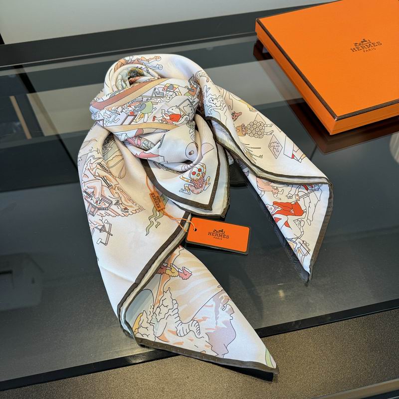 Hermes silk scarf hm (391)