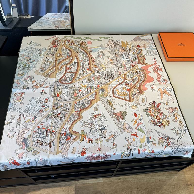 Hermes silk scarf hm (392)