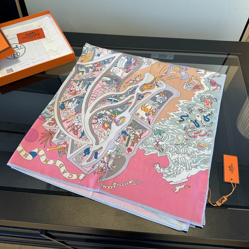 Hermes silk scarf hm (393)