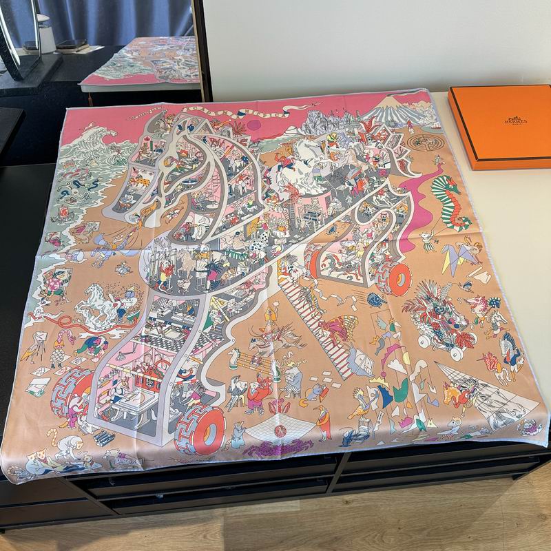 Hermes silk scarf hm (395)