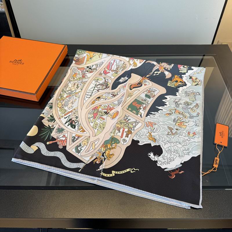 Hermes silk scarf hm (399)