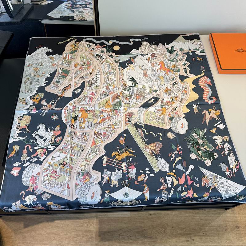 Hermes silk scarf hm (401)