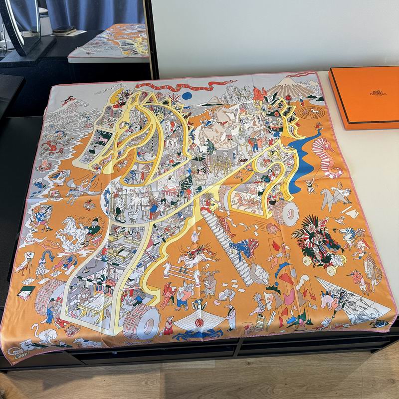 Hermes silk scarf hm (404)