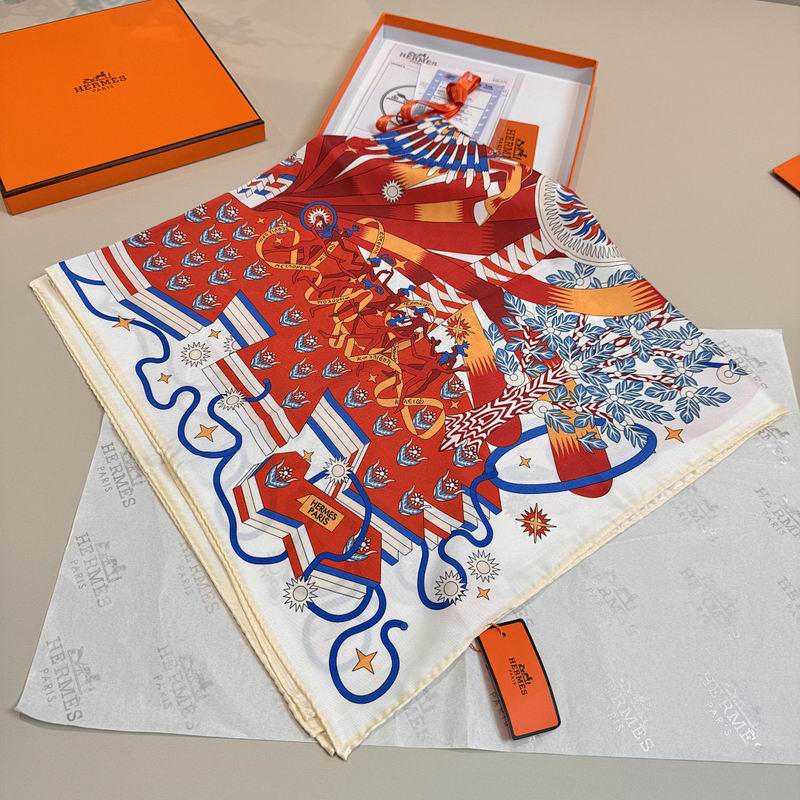 Hermes silk scarf hm (425)