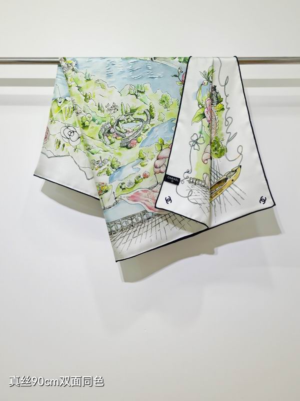 CHanel silk scarf 90X90cm E40 (2)