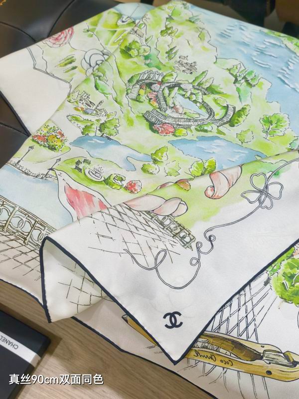CHanel silk scarf 90X90cm E40 (5)