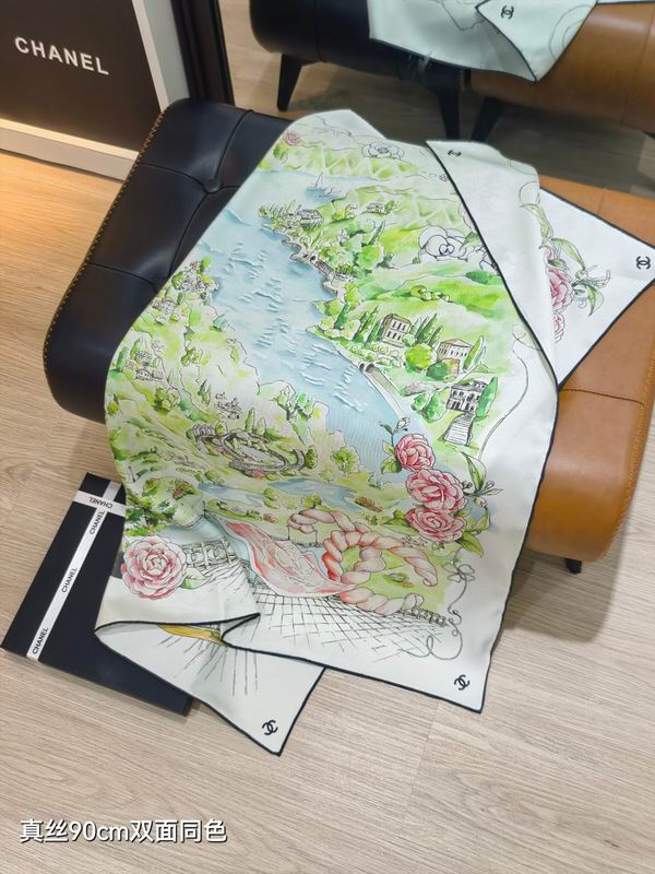 CHanel silk scarf 90X90cm E40 (6)