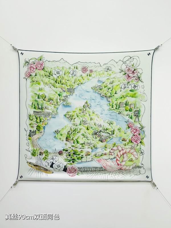 CHanel silk scarf 90X90cm E40 (8)