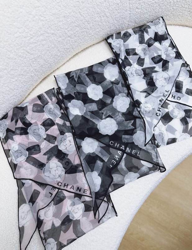 Chanel silk scarf 25X180cm E07 (3)