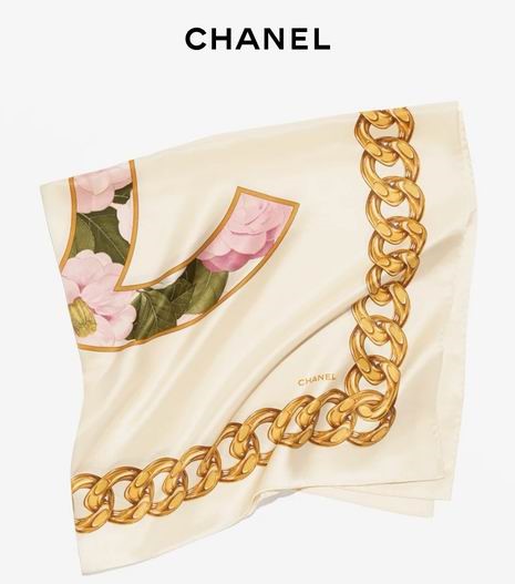 Chanel silk scarf 90X90cm E26 (9)